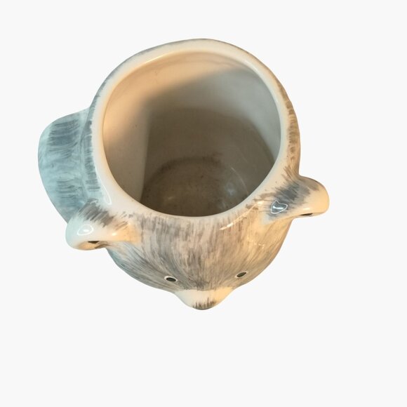 Tag Teddy Bear Hand Warmer Mug Gray White Hot Cocoa Cup - Picture 6 of 7